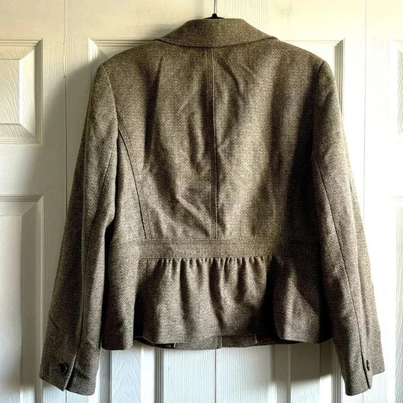 Ann Taylor | Wool Blend | Brown/Cream | Tweed Blazer | size 14 - Picture 5 of 5